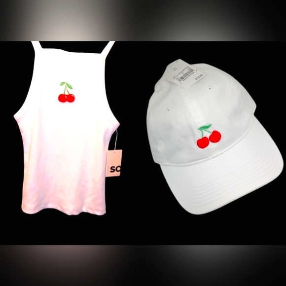 SO Tops - 🍒🤍NWT TANK TOP & HAT SET🤍🍒